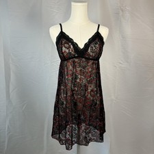 Secret Treasures Lace Slip Dress Nightgown Black Red Women Size M