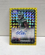 OLU FASHANU 2024 Topps Chrome GOLD GEOMETRiC REFRACTOR ~ Jets AUTO #'d /50