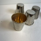 4 Silver Metal Brass-Lined Stacking Cups Shot Glass w/Leather Case Germany   — photo 4