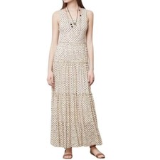 Anthropologie Meadow Rue Women Dress Polka Dot Tiered Lace Boho Maxi  Small