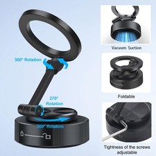 360 Adjustable Magnetic Vacuum Suction Cup Car Phone Holder Mount for MagSafe