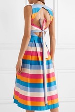CAROLINA HERRERA OPEN BACK STRIPED DRESS SZ 12 STUNNING MSRP $2590 multi color