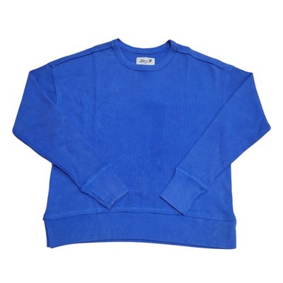 Seven7 Women's Long Sleeve Stretch Relaxed Fit Waffle Crewneck Top