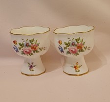 ​Pair of Minton Marlow Bone China Candle Holders Footed Votive Cups Gold Trim