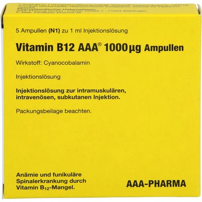 Vitamin B12 Aaa 1000 μg Ampullen Injektionslsg. 5X1ml - PZN 6902519