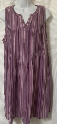 Bohemian Sun Dress Womens M Purple Linen Blend Knee Length Hippie Coastal Beach