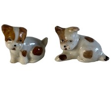 Vintage Brown & White Boxer Puppy Dog Porcelain Set Japan