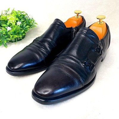 Miharayasuhiro Herren Leder Schuhe 24,5 cm Schwarz Side Zip Double Monk...