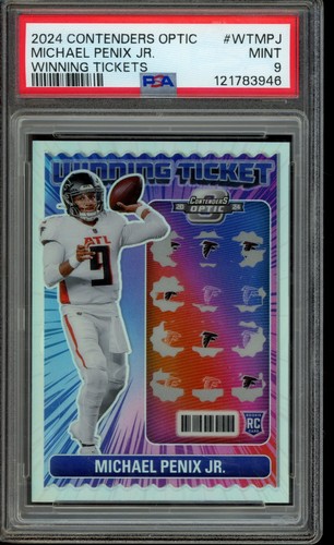 2024 Contenders Optic Michael Penix Jr. Winning Ticket RC #WT-MPJ PSA 9