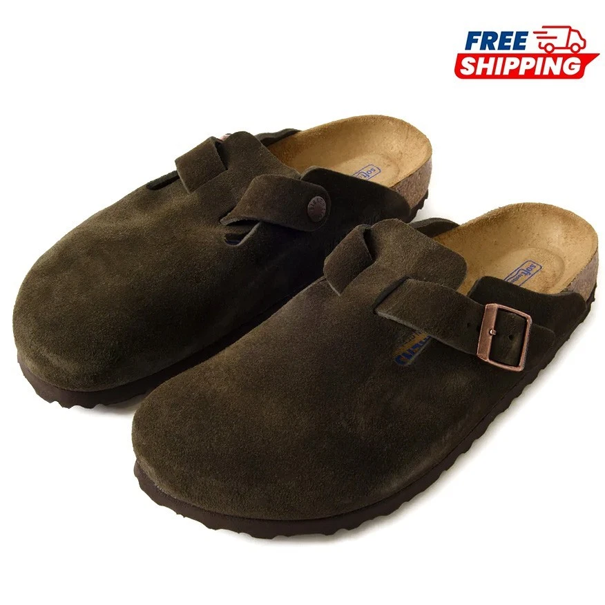 Birkenstock Boston Mocha Suede Clog Soft Footbed Unisex Shoes US 6-12 New w/ Box