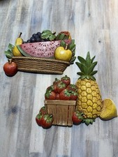 Vintage Kitchen Country Homco Fruit Wall Plaques Set of 2 Made In USA - 1975
