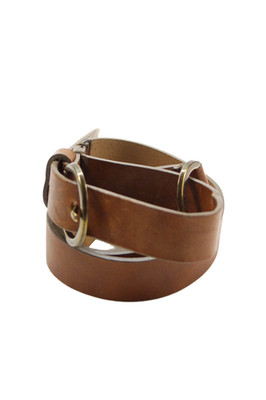 Massimo Dutti Womens Medium Width Leather Ring Buckle Belt Brown Size 65cm