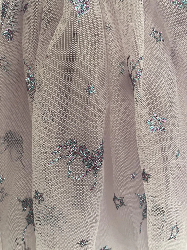 Pink & Violet Kid Girl Rainbow Glitter Unicorn Tulle Skirt Collared Dress Blue 6 - Image 4 of 4