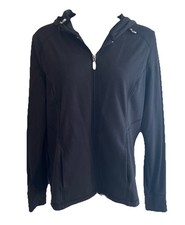 Danskin Now Womens M Black Semi Fitted Activewear Athletic Zip Up Hoodie Jacket