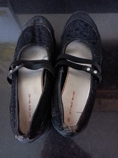 Red Level Size 6 Women's Ballet Pumps With Straps Diamond And Embroidered Detail