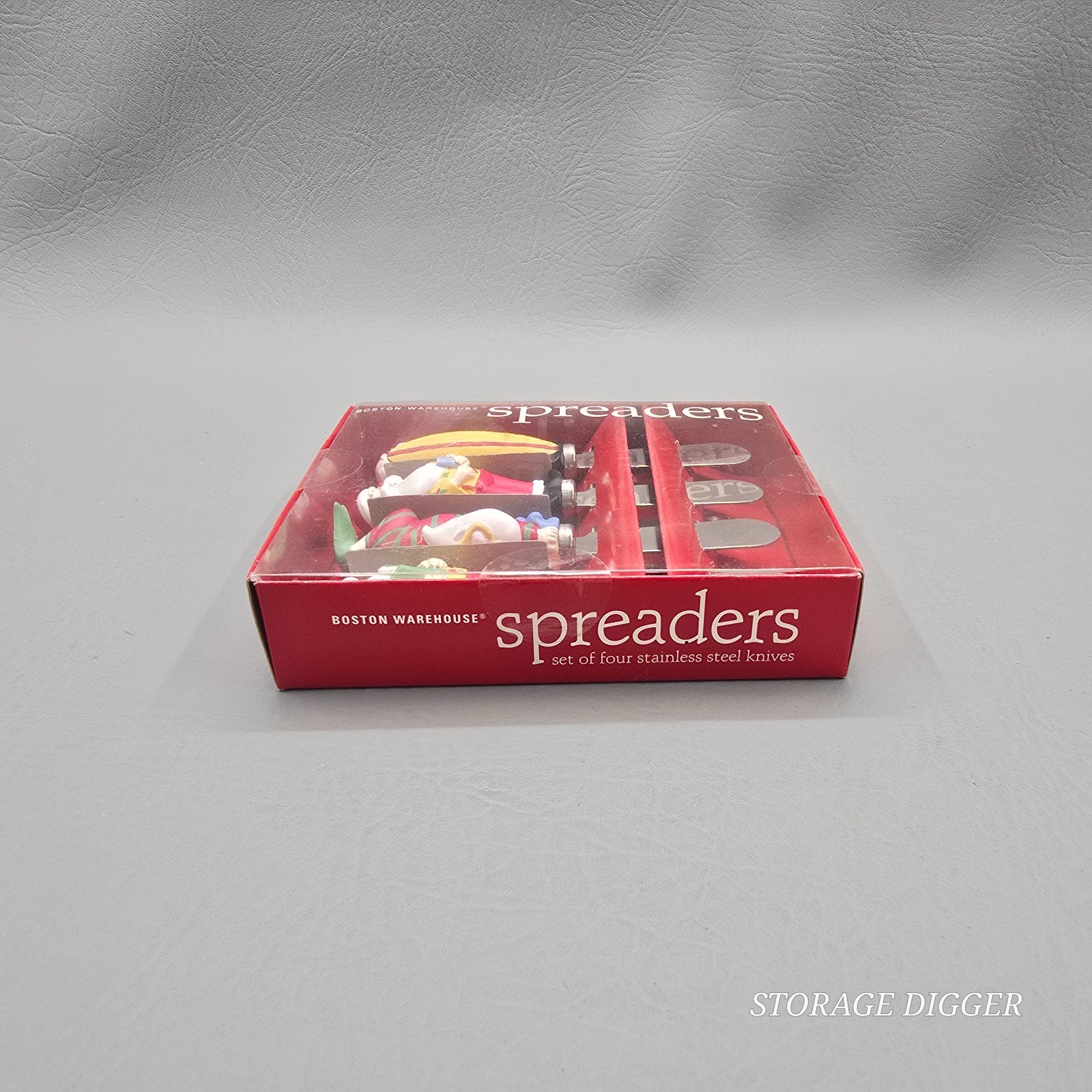 Vintage New 2003 Set of 4 Boston Warehouse Palm Tree Santa Spreader, # 12077