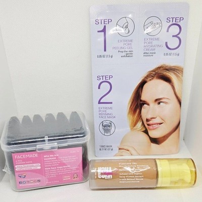 New Beauty Bundle Uoma Foundation, Facemade 6 pc Powder Puffs & 3 Step Face Mask