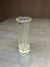 Vintage OFTDA 1982 Clear Heart Shaped Glass Bud Vase Ribbed Valentine Decor