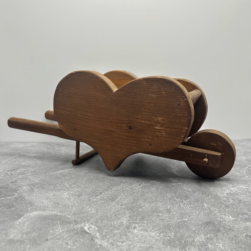 Vintage Heart Wheelbarrow Wooden Plant Stand Succulent Pot Holder Decor