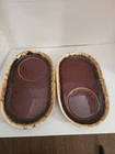 Hull Pottery USA Sandwich/ Soup Plate Brown Drip Glaze Snack Tray Oven Proof