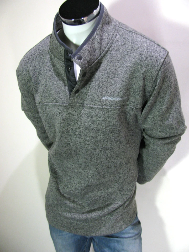 Sudadera Eddie Bauer Para Hombre XXL Gris Tejida 1/4 Botón a Presión Henley Pullover Foto 3 de 4