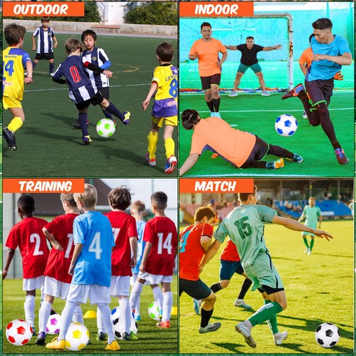 Soulchen 48 Stück Fußball Bulk mit Pumpe Deflated Official Size Sport Socce... - Bild 5 von 6