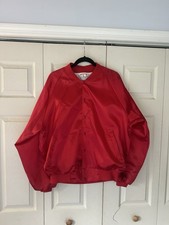 Vintage Hartwell Red Satin Snap Varsity Bomber Jacket Mens X-Large Made in USA