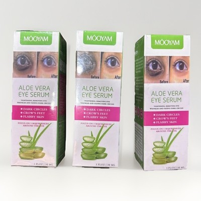MOOYAM Aloe Vera Eye Serum 3 Pack 1oz Dark Circles Wrinkles
