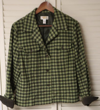 Talbots Womens Wool Blend Green Houndstooth Jacket blazer Sz 14 Check Classic