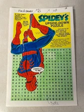 SPIDER-MAN comic art original color guide SPLASH 1979 MARVEL UPSIDE DOWN PUZZLE