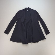 Eileen Fisher Cardigan Womens Small Black Sweater Knit 100 Merino Wool