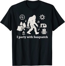 Bigfoot Shirt I Party With Sasquatch Funny Camping Men Kids T-Shirt