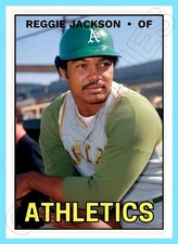Reggie Jackson Custom Made Art Card Oakland Athletics A's 1967 Style