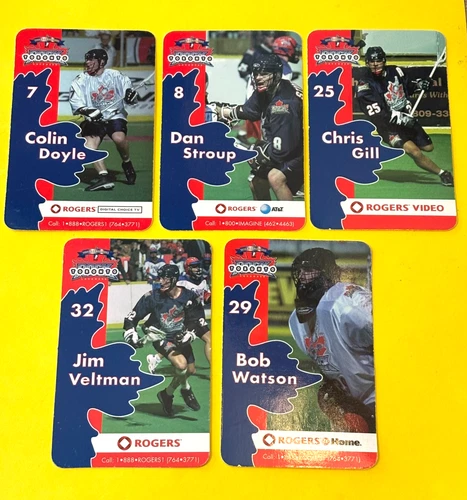 2000 NLL Toronto Rock  Pro Lacrosse Rogers Card Set (5) Gill, Veltman, Doyle HOF