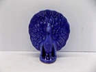Vintage McCoy USA Blue Pottery Wall Pocket Planter Peacock MCM