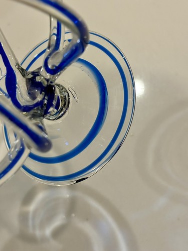 Vintage Mid Century Poland Cobalt Blue Glass Jellyfish Trinket Dish Art Glass 7” - Picture 4 of 10