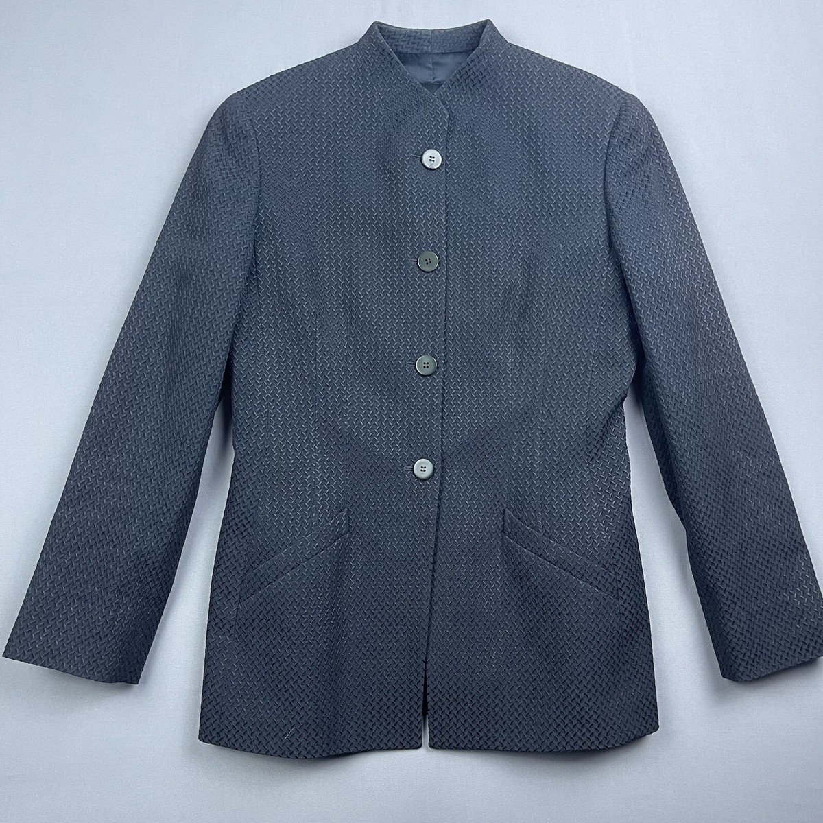 Giorgio Armani Womens 42 Textured Collarless Jacket Blazer Italy 