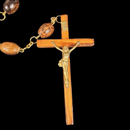 Large Vintage Palm Wood Rosary 6' Wall Hanging Lent Holy Week Christian Crucifix - Picture 5 of 18