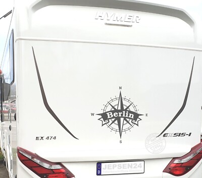 Aufkleber Windrose Berlin 58cm CW011A Kompass Bus LKW Womo Wohnwagen Wand