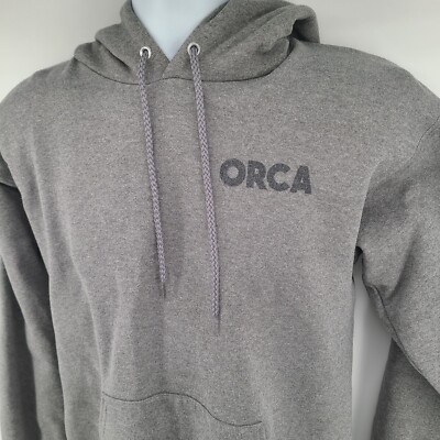 Orca Whale Vintage Hanes Ultimate Cotton Heavyweight Colorful Hoodie Size S Gray