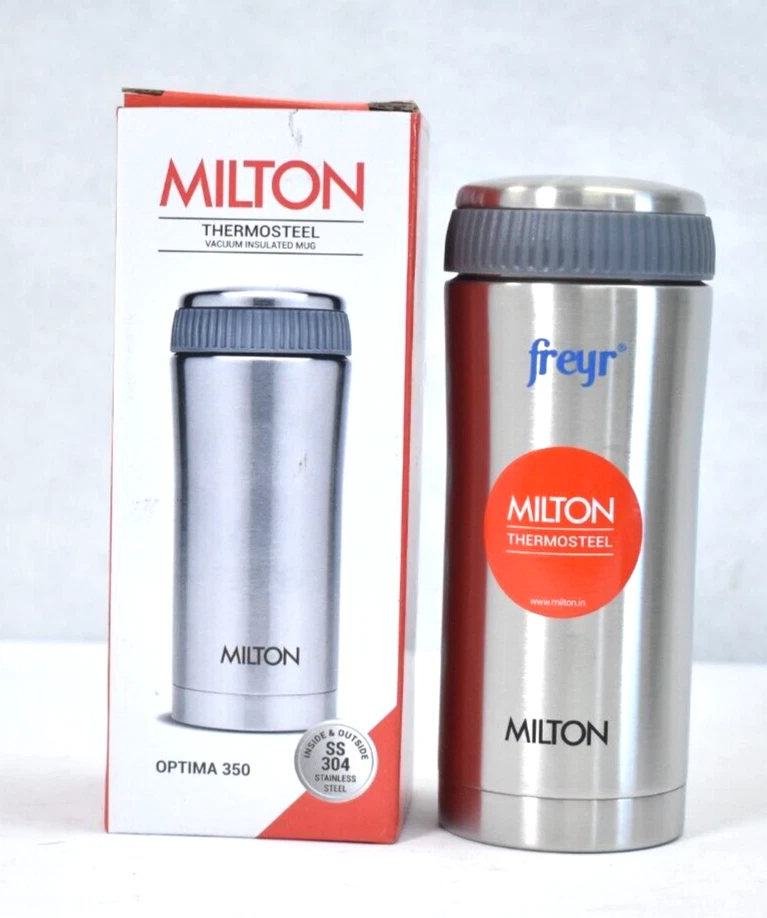 Milton Thermosteel Optima 350mL Double Wall Flask 12oz Branded Stainless Steel