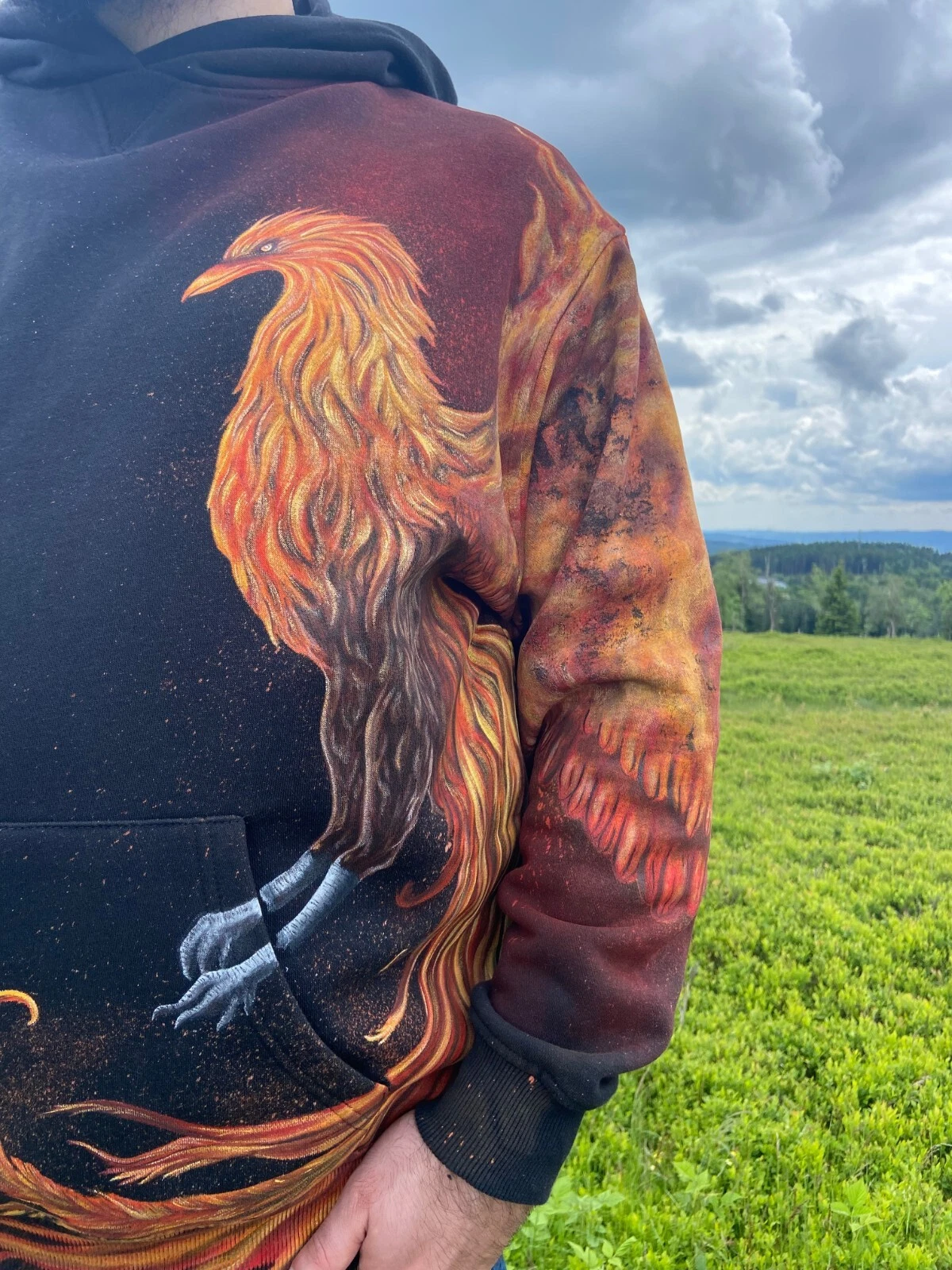 Hand Painted Hoodie Phoenix | Custom Drawing | Personalized gift / Unisex Gift