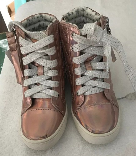 Justice High Top Sneakers. Pink/Colorful Undertone.Sparkle Laces. Size 12. NWT - Picture 2 of 12