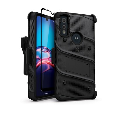 Motorola Moto E 2020/E7 Bolt Case W/Stand - Black/Black | eBay