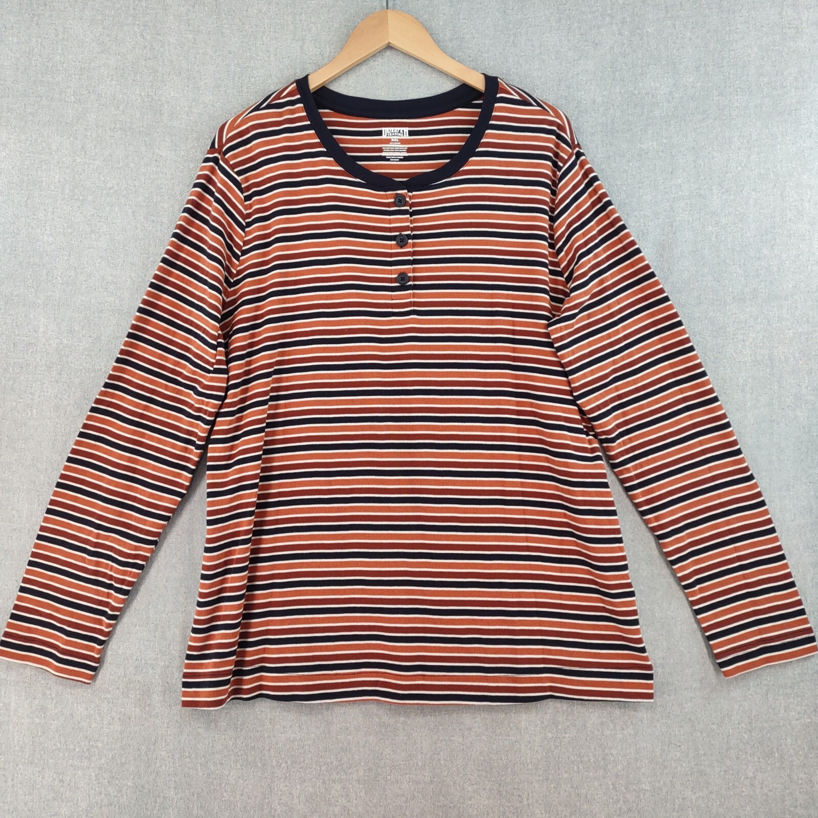 Duluth Trading Top Womens XXL Cotton Knit Henley Striped Southwestern Bohemian