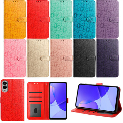 Flower Daisy Wallet Phone Case for Samsung S9 S8 S7 A5 A3 A8 A6 A10 Note 20 10 9