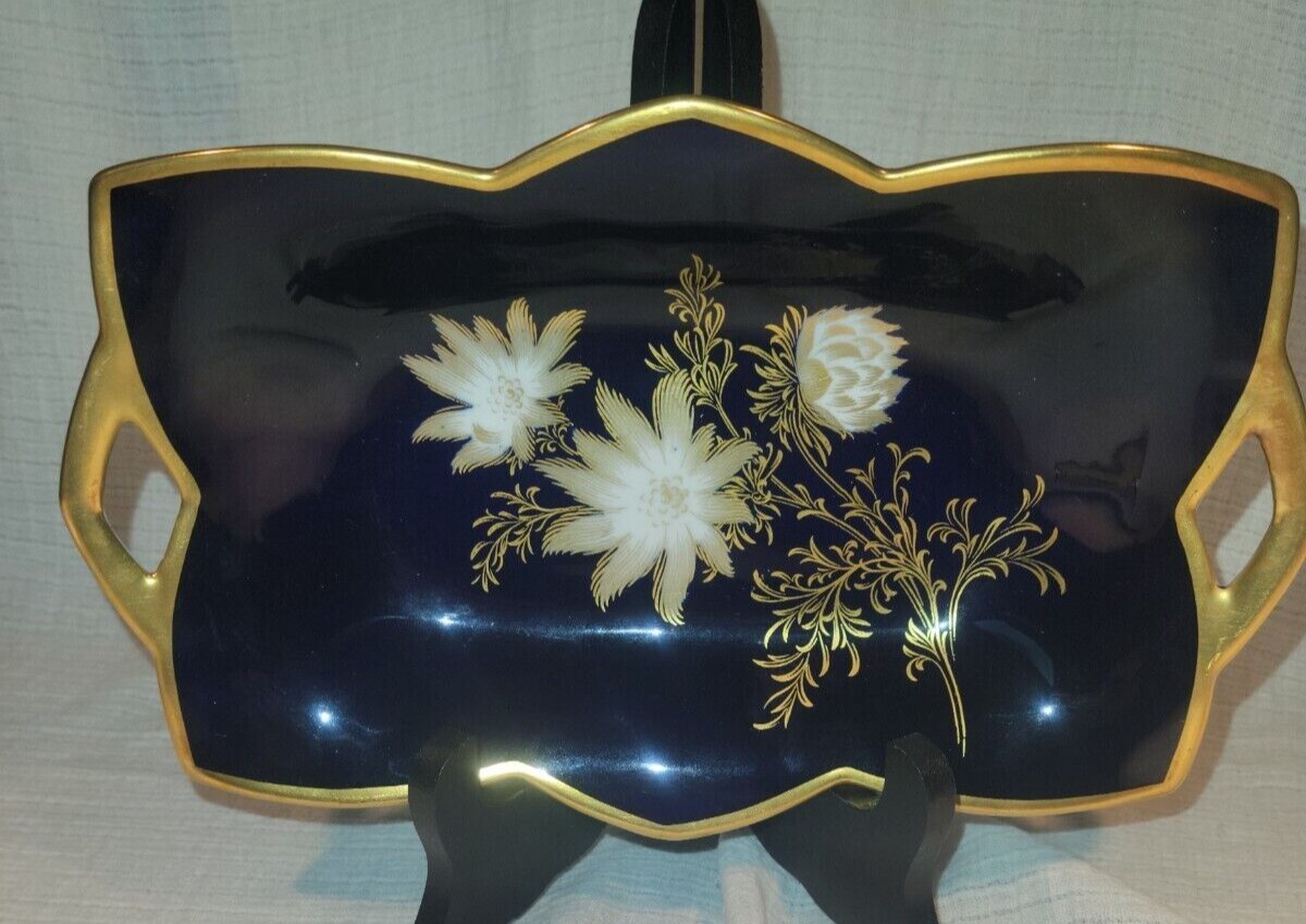 Alka Kunst Bavaria Vintage Kobalt (Real Cobalt) Oblong Tray "Tamara" Gold Gild eBay