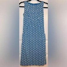 NINE WEST White Circle on Blue Lacet Midi Dress- Size 4