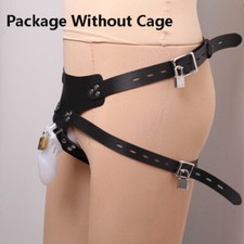 PU Leather Bondage Chastity Panties Belt Lockable Device Restraints SM for Male