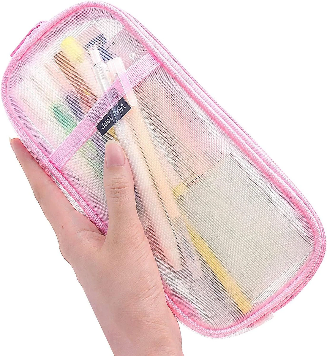 Sonuimy Clear Mesh Pencil Case Pouch Clearly Visible Grid Pen